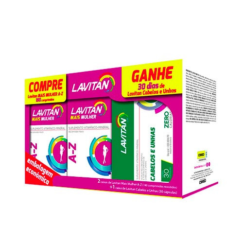 Lavitan Kit A - Z Mulher 2 x 90 comp + Lavitan Cabelos e Unhas com 30 comp