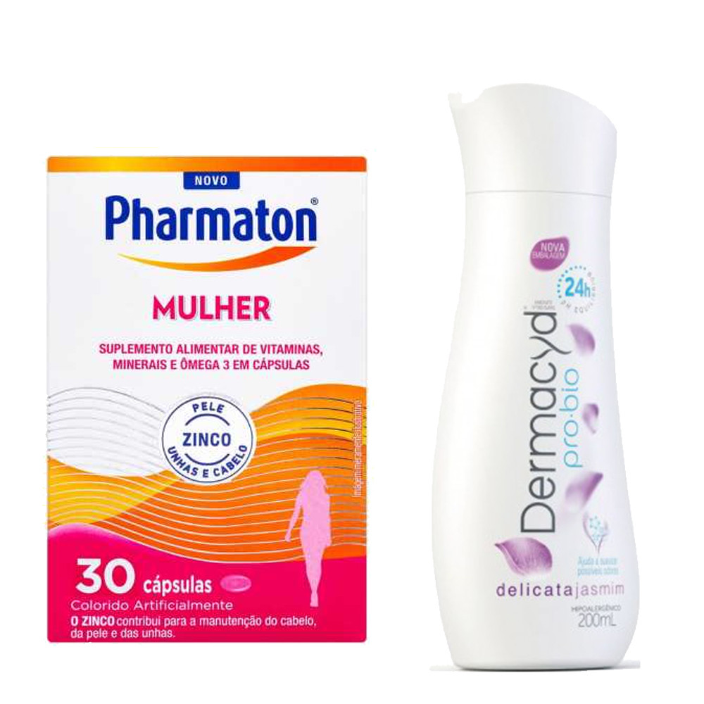 Pharmaton Mulher 30 comprimidos + Dermacyd Delicata 200ml 