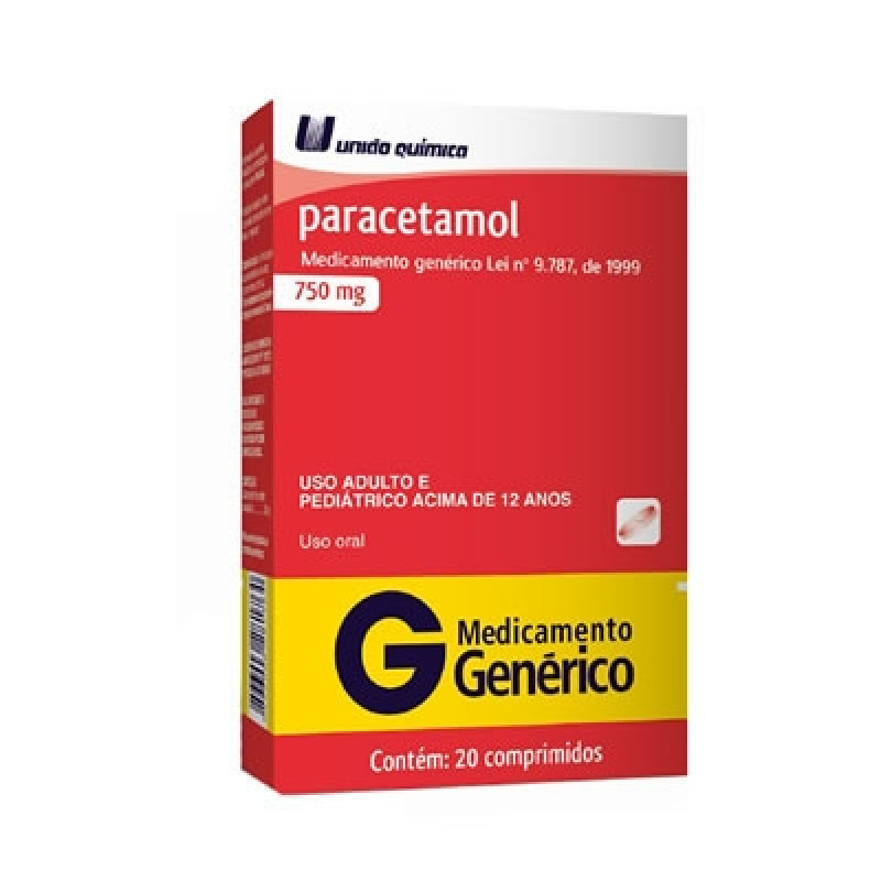 Paracetamol 750mg com 20 Comprimidos