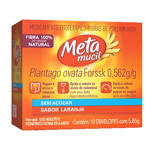 Metamucil Fibra Sabor Laranja com 10 Envelopes 